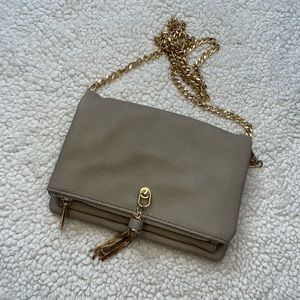 Grey Clutch with tassel and gold chain/hardware